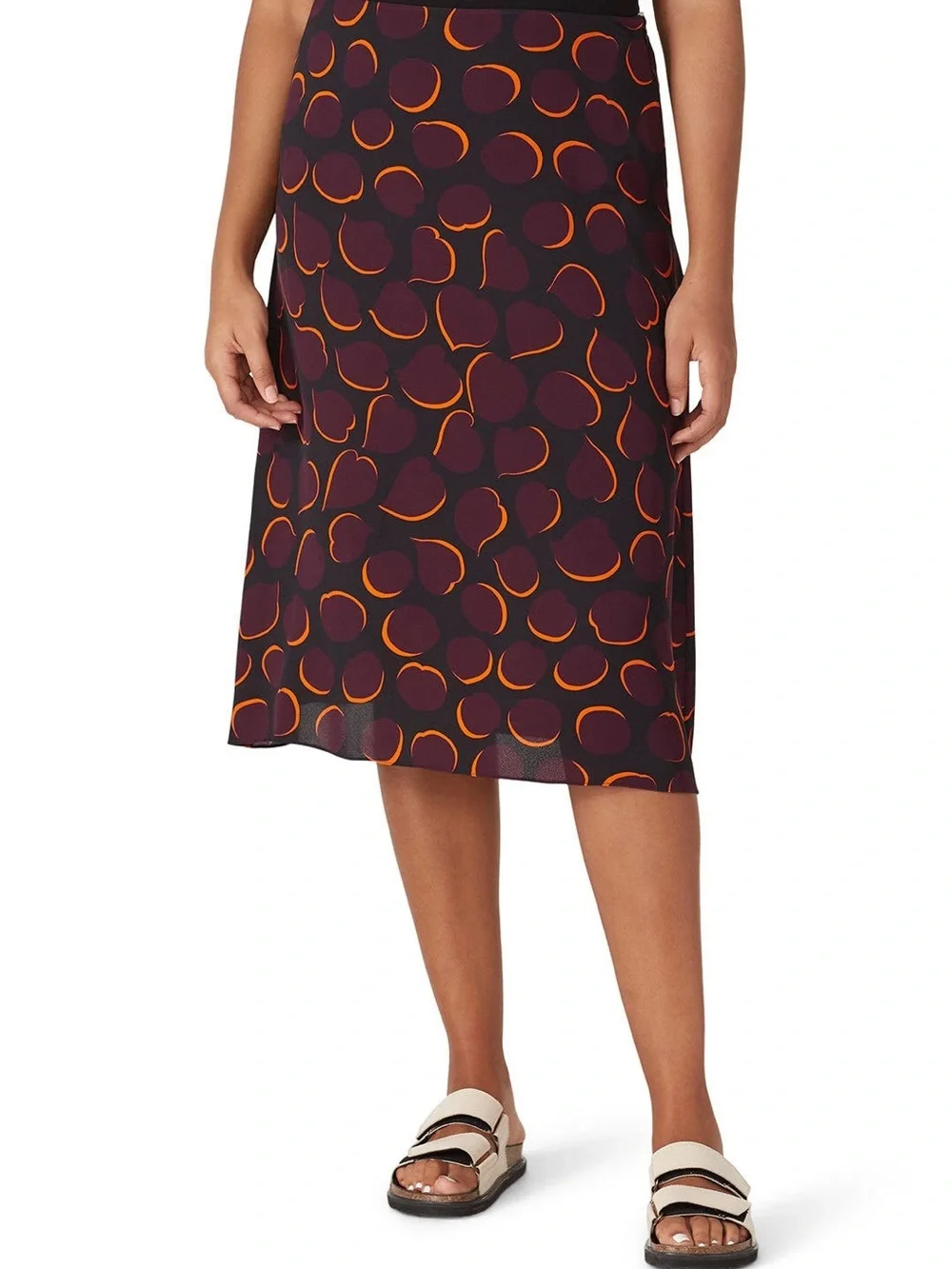 Marni Black Midi Skirt with Purple and Orange Pattern sz M - Picture 2 of 14